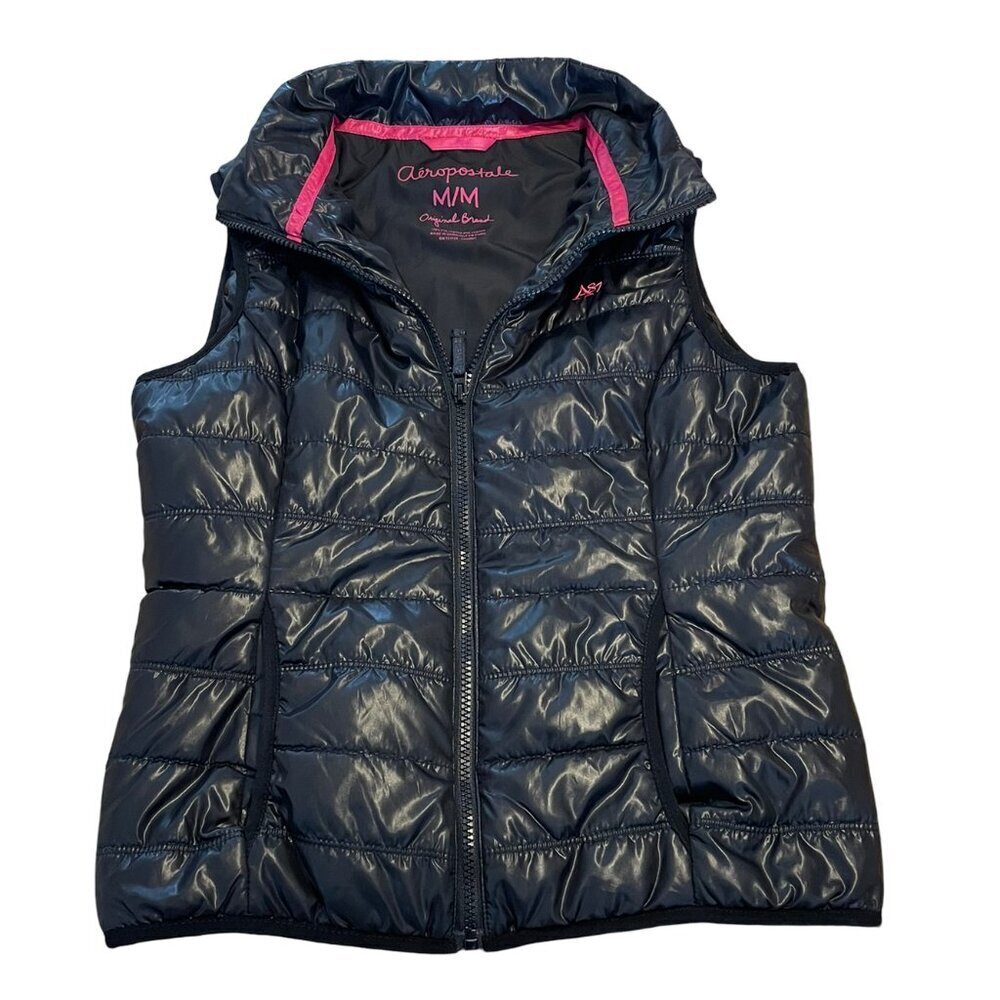 AEROPOSTALE Lightweight Full Zip Puffer Vest Black Women Size Medium